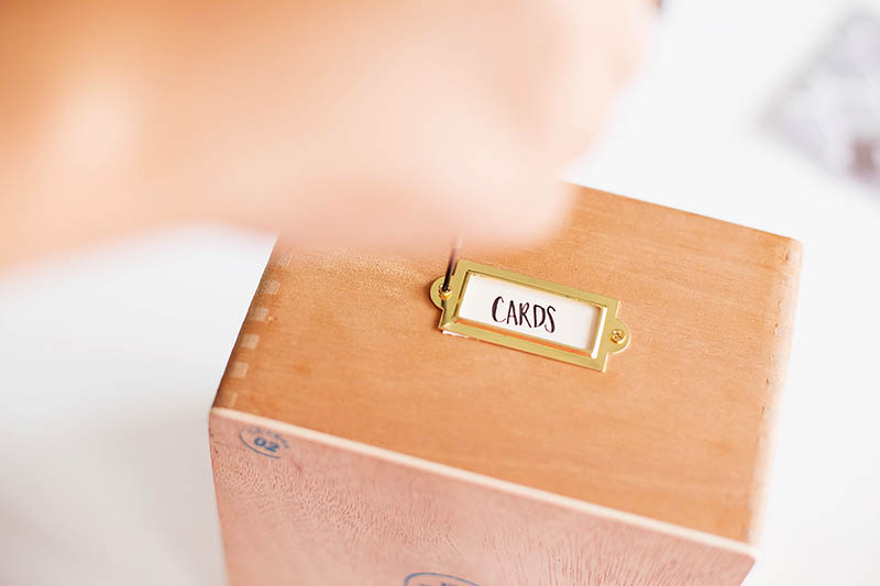 DIY card box - make cards and place inside a cigar box to display at your home or give as a gift. You'll have cards ready to go whenever you need them!